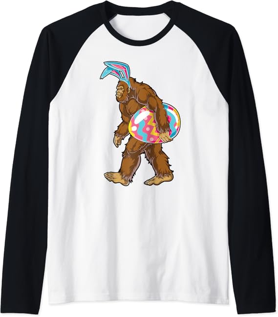 Bigfoot easter bunny ears egg boys men funny sasquatch lover raglan Bigfoot easter bunny ears egg boys men funny sasquatch lover raglan